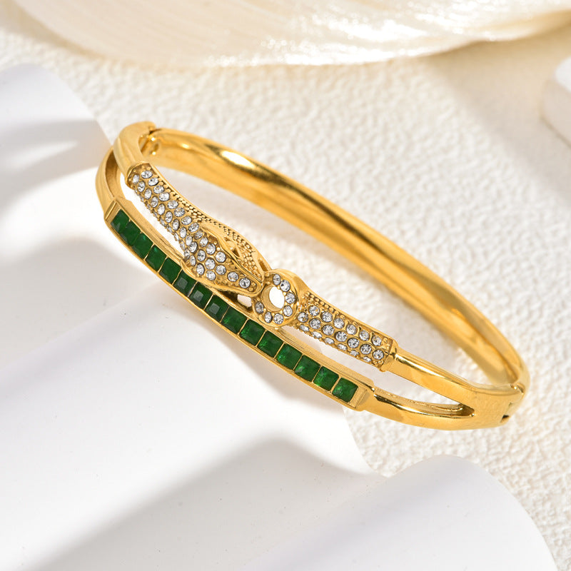 Women's Gold Plated Serpent Bangle Bracelet