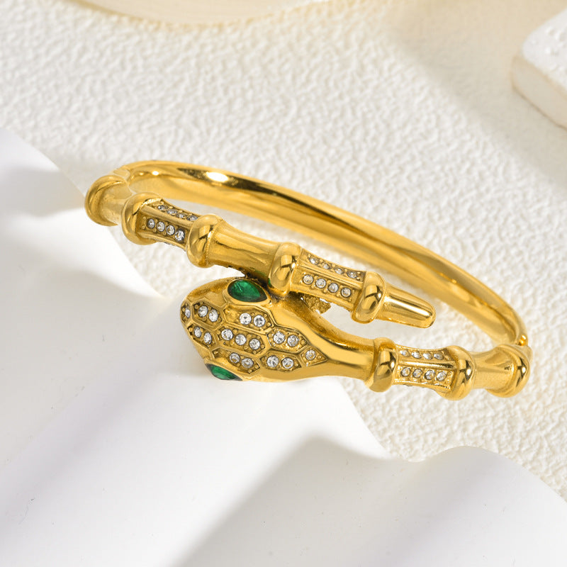 Women's Gold Plated Serpent Bangle Bracelet