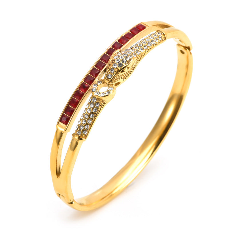 Women's Gold Plated Serpent Bangle Bracelet
