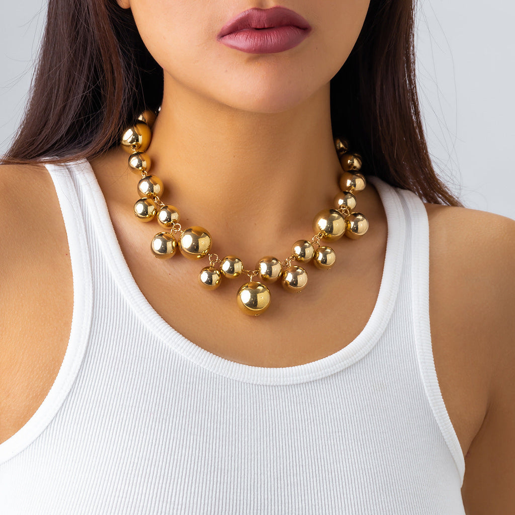 Women's Chunky Beaded Pearl Choker Necklace