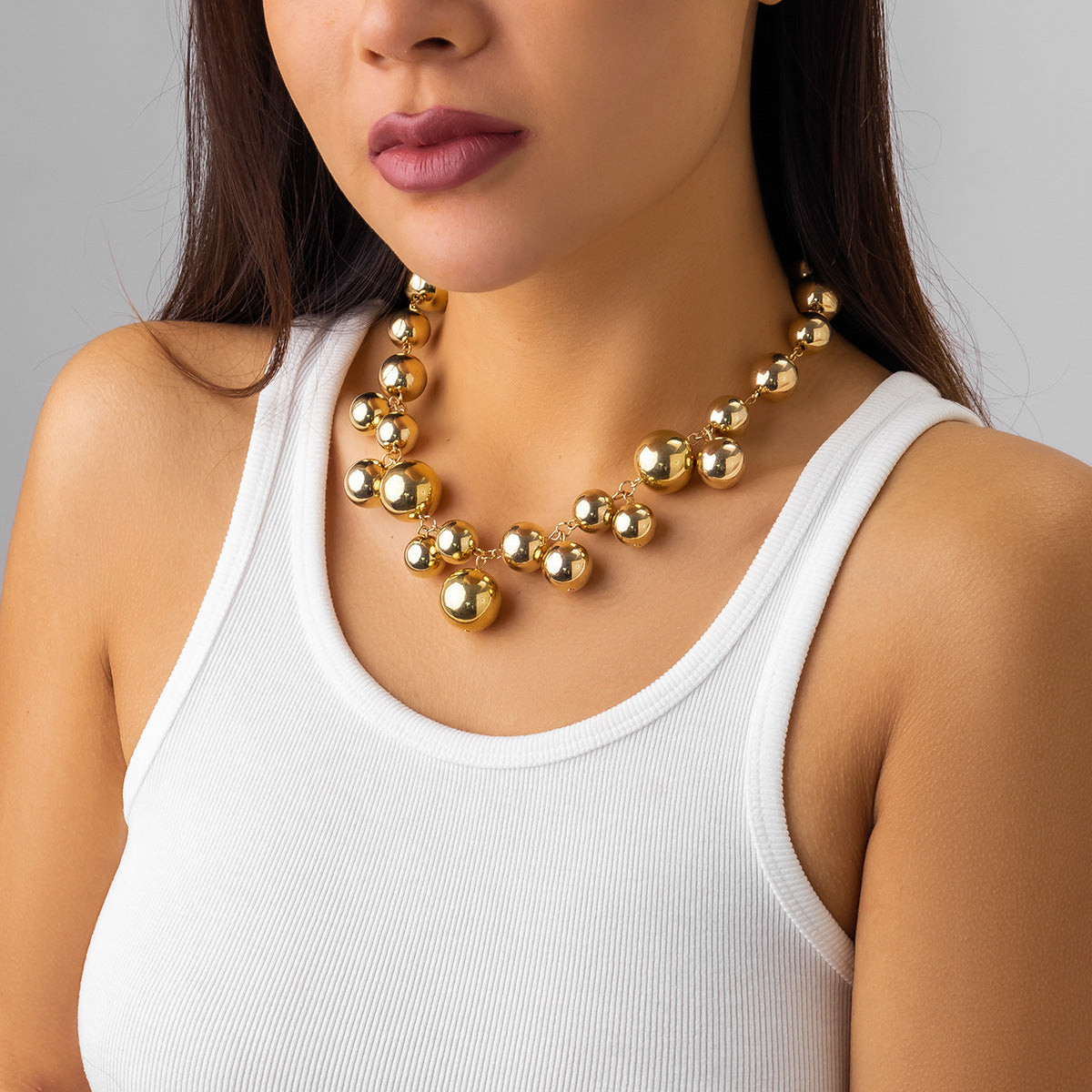 Women's Chunky Beaded Pearl Choker Necklace