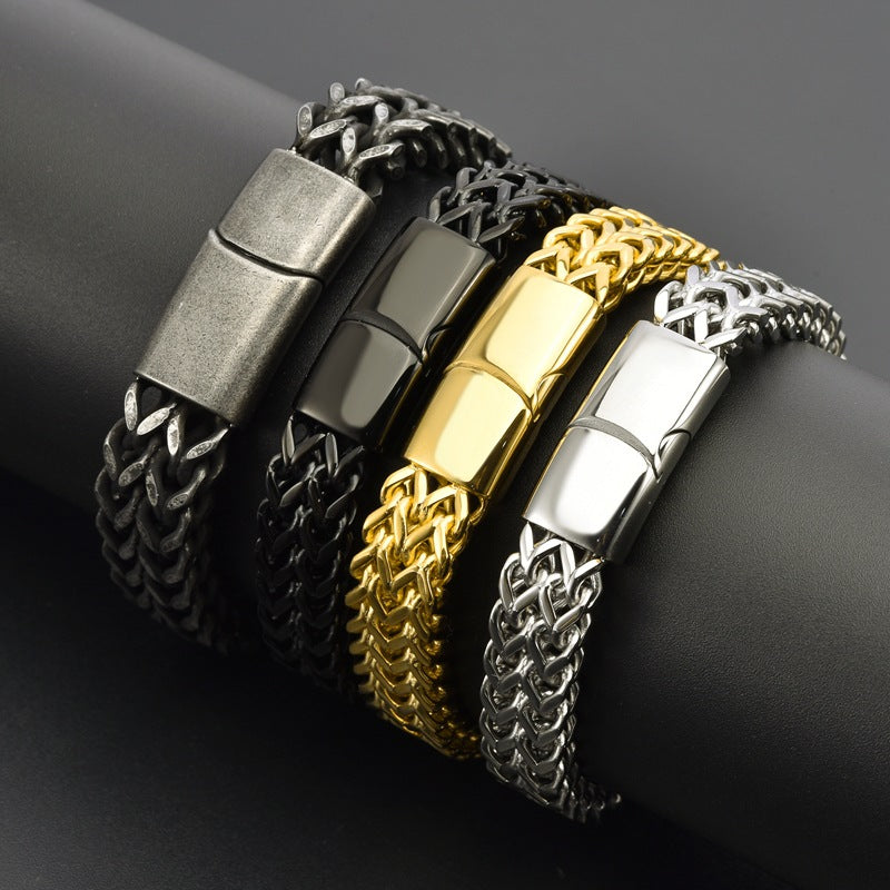 Men's Stainless Steel Chainlink Magnetic Clasp Bracelet