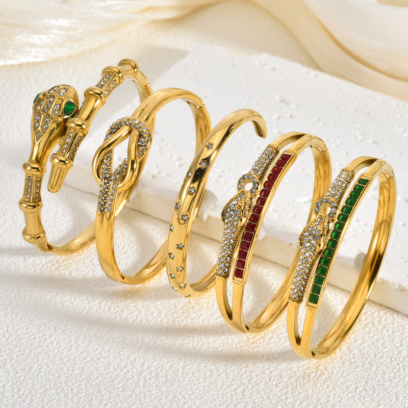  Women's Gold Plated Serpent Bangle Bracelet