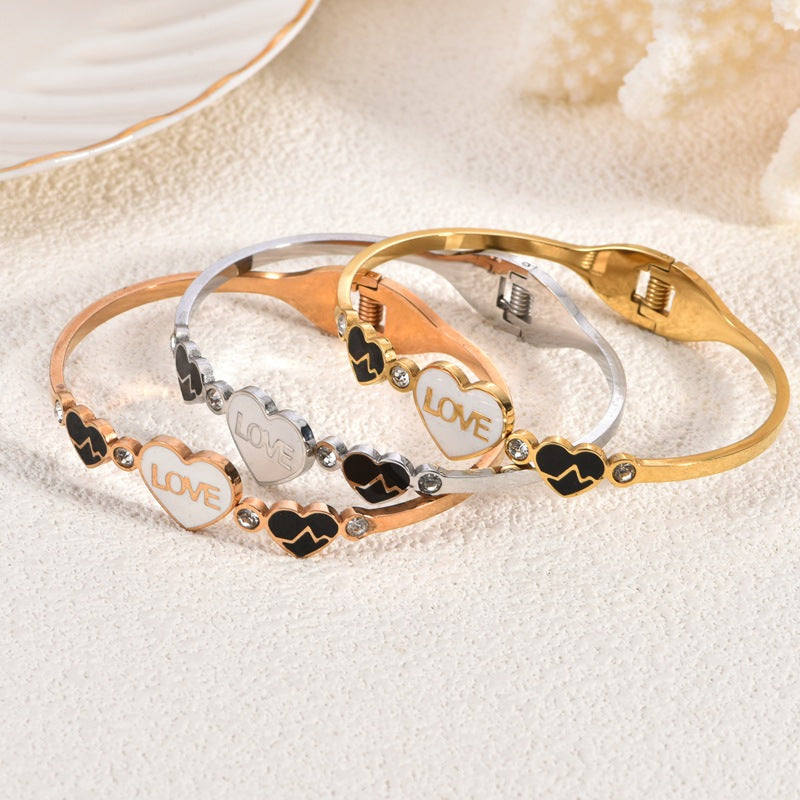 Women's Heart Love Bangle Bracelet