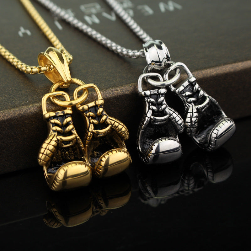Men's Boxing Gloves Pendant Stainless Steel Necklace