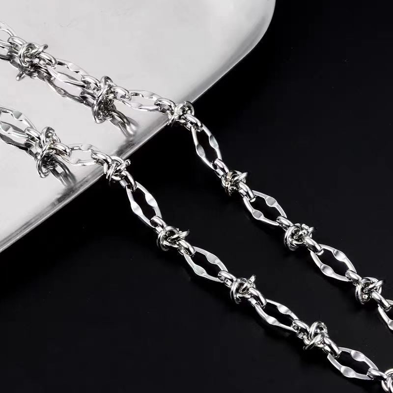 Men's Silver Twisted Knot Link Chain Necklace