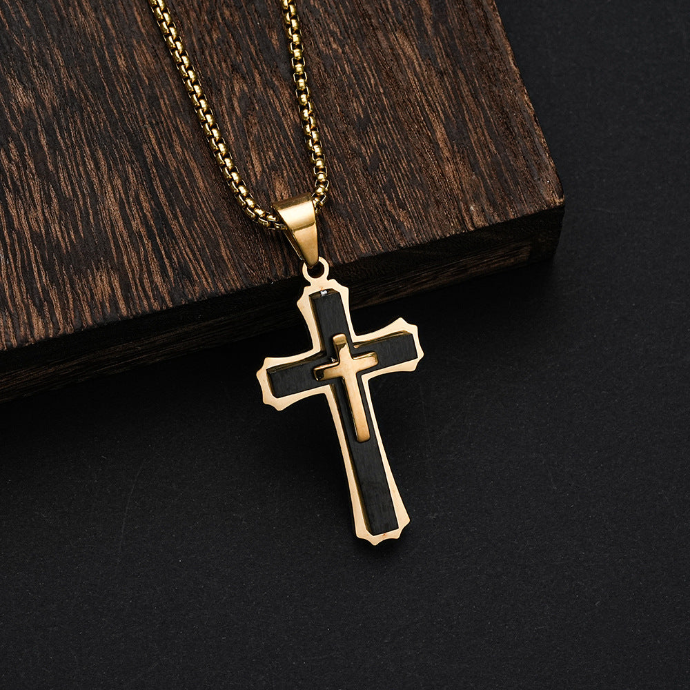 Men’s Stainless Steel Cross Pendant Necklace