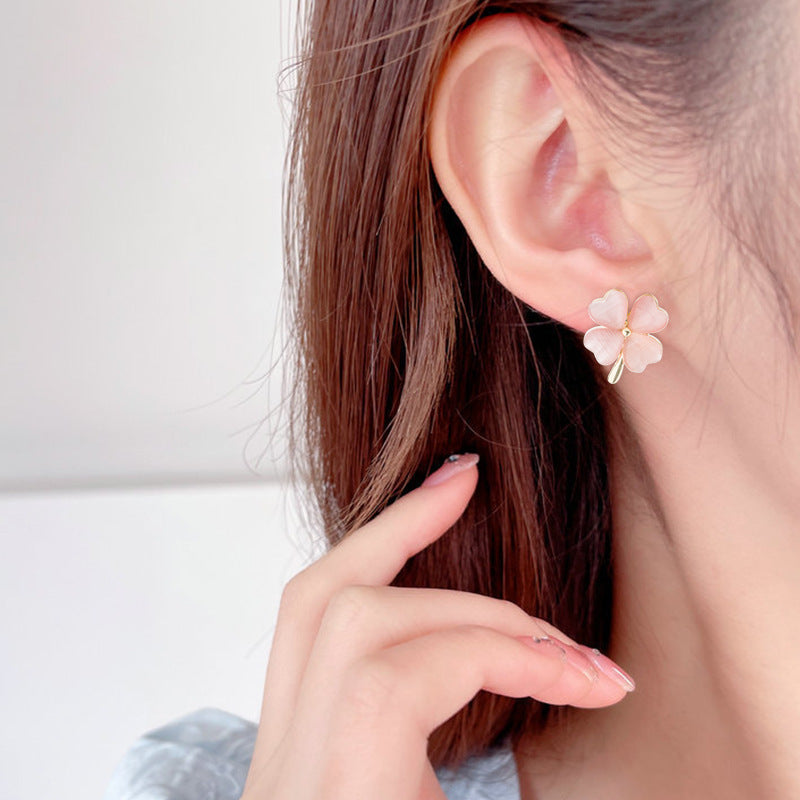 Women's Lucky Four-Leaf Clover Stud Earrings