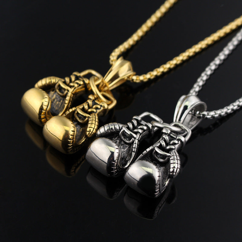 Men's Boxing Gloves Pendant Stainless Steel Necklace
