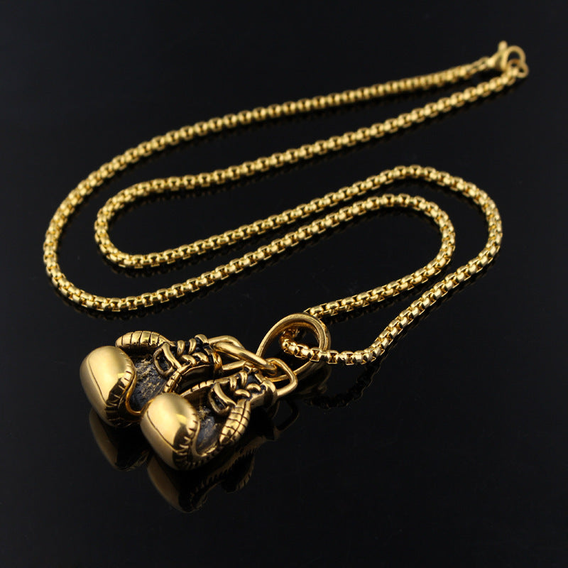 Men's Boxing Gloves Pendant Stainless Steel Necklace