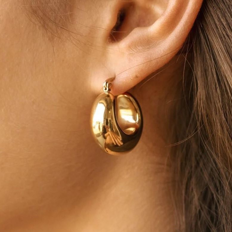 Women's Chunky Dome Hoop Earrings