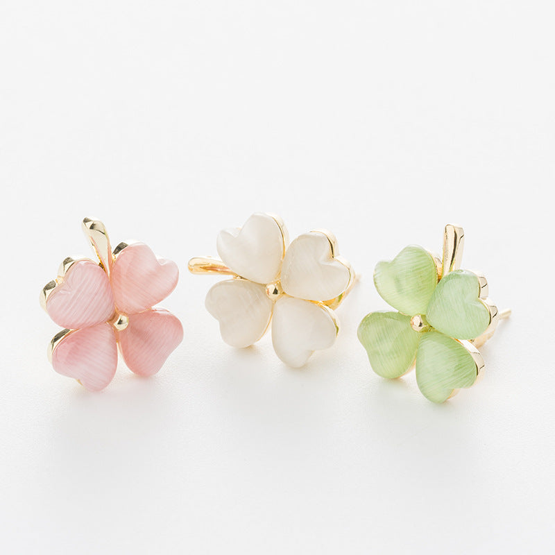 Women's Lucky Four-Leaf Clover Stud Earrings