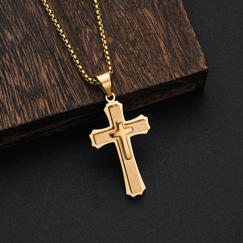 Men’s Stainless Steel Cross Pendant Necklace