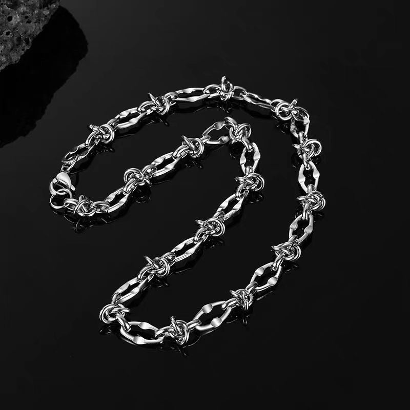 Men's Silver Twisted Knot Link Chain Necklace