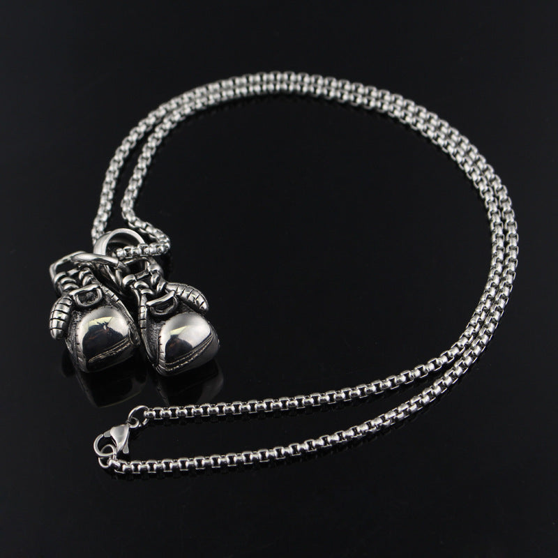 Men's Boxing Gloves Pendant Stainless Steel Necklace