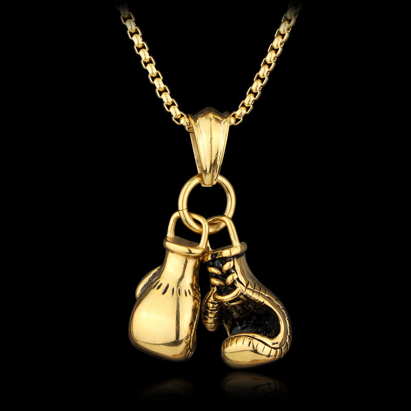 Men's Boxing Gloves Pendant Stainless Steel Necklace