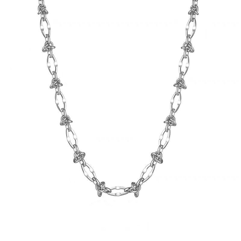 Men's Silver Twisted Knot Link Chain Necklace