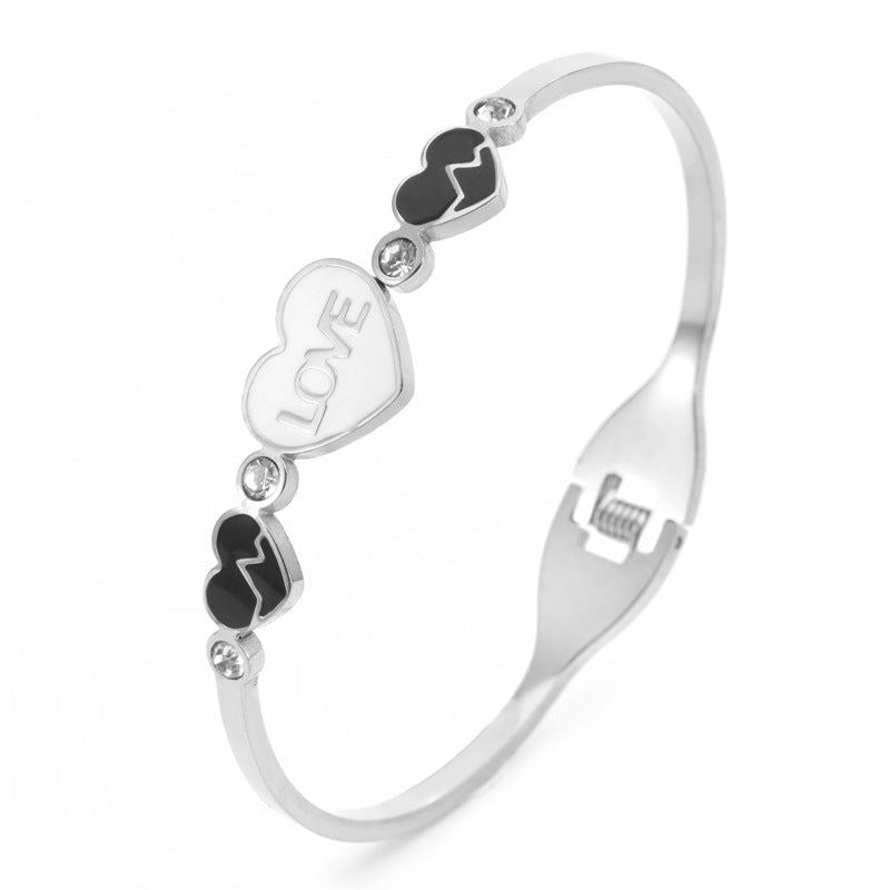 Women's Heart Love Bangle Bracelet