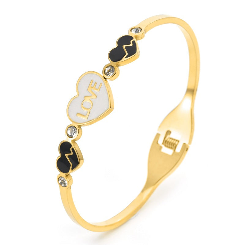 Women's Heart Love Bangle Bracelet