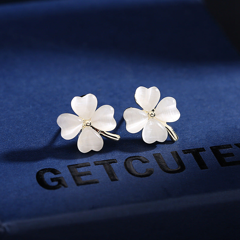 Women's Lucky Four-Leaf Clover Stud Earrings