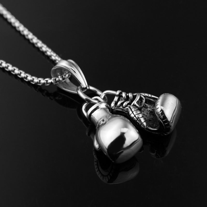 Men's Boxing Gloves Pendant Stainless Steel Necklace
