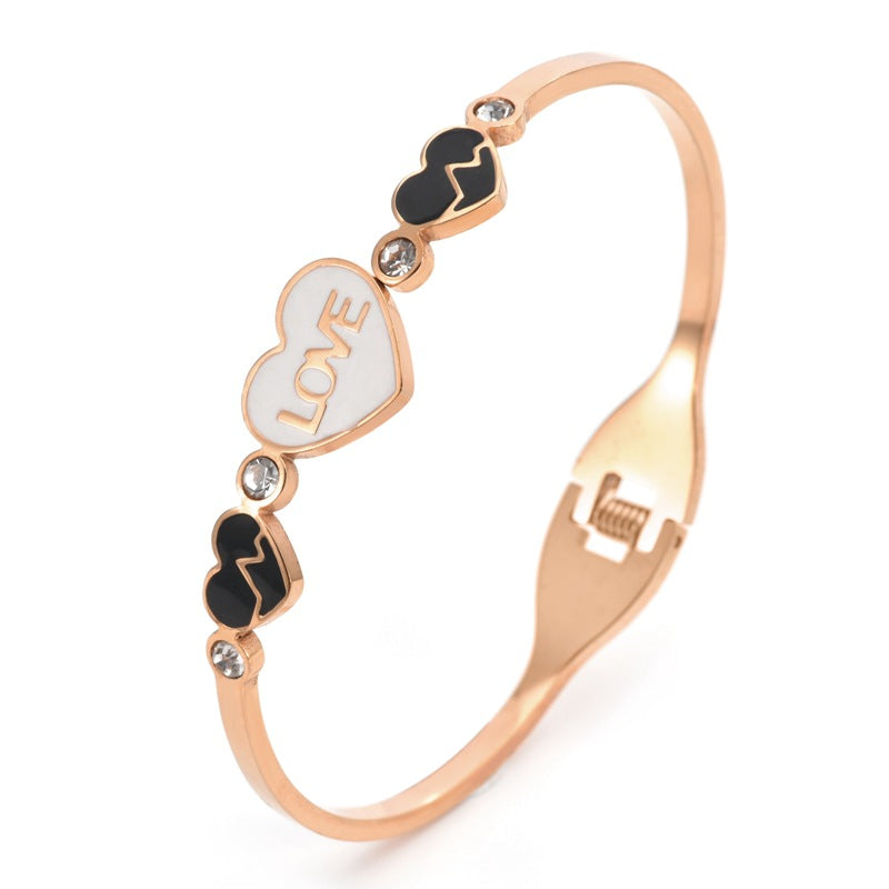 Women's Heart Love Bangle Bracelet