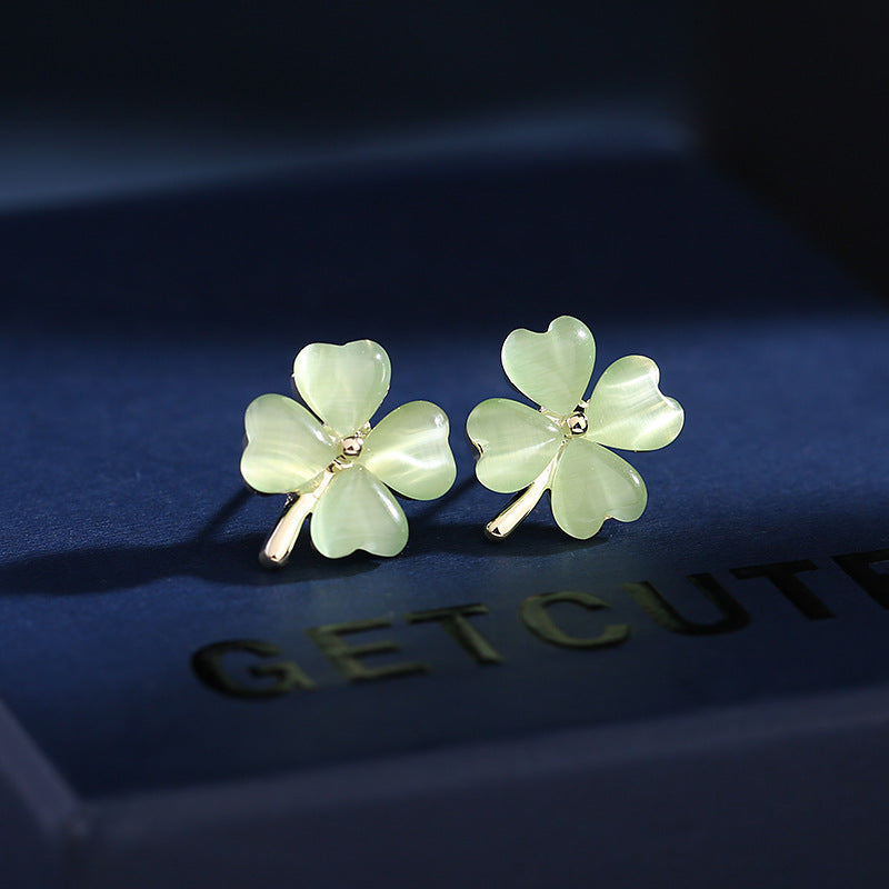 Women's Lucky Four-Leaf Clover Stud Earrings