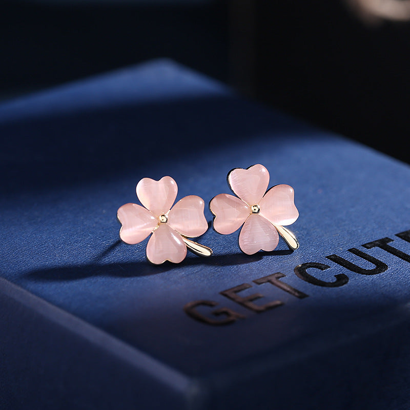 Women's Lucky Four-Leaf Clover Stud Earrings