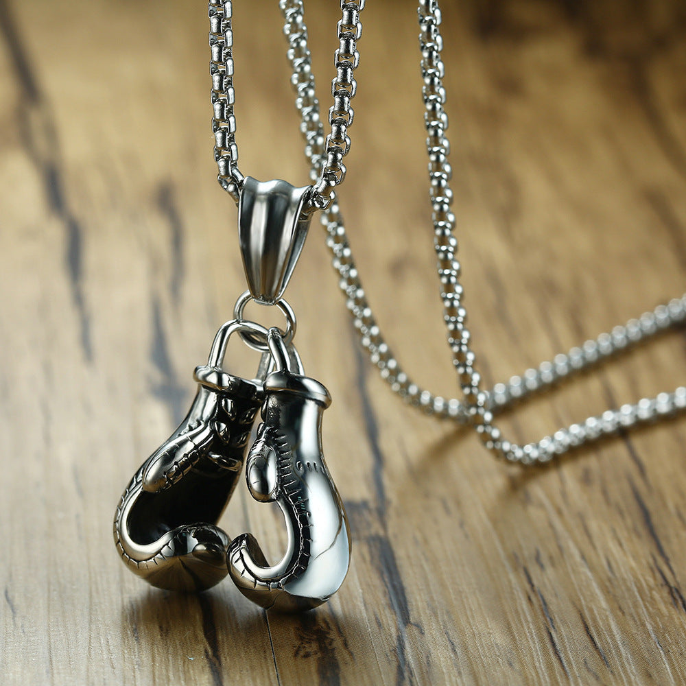 Men's Boxing Gloves Pendant Stainless Steel Necklace